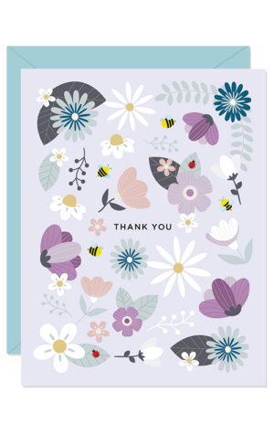 Paper Hearts Thank You (Lilac Floral) 1ea